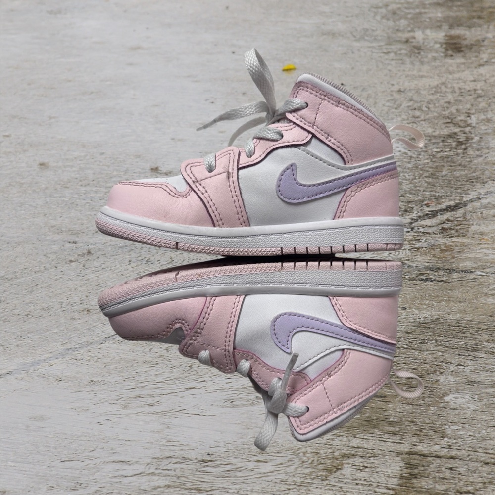 Toddler's Jordan 1 Mid Pink Wash/Violet Frost White - Size 8